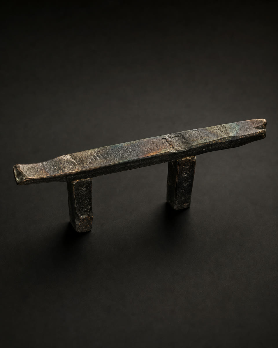 Hand-forged bronze door pull