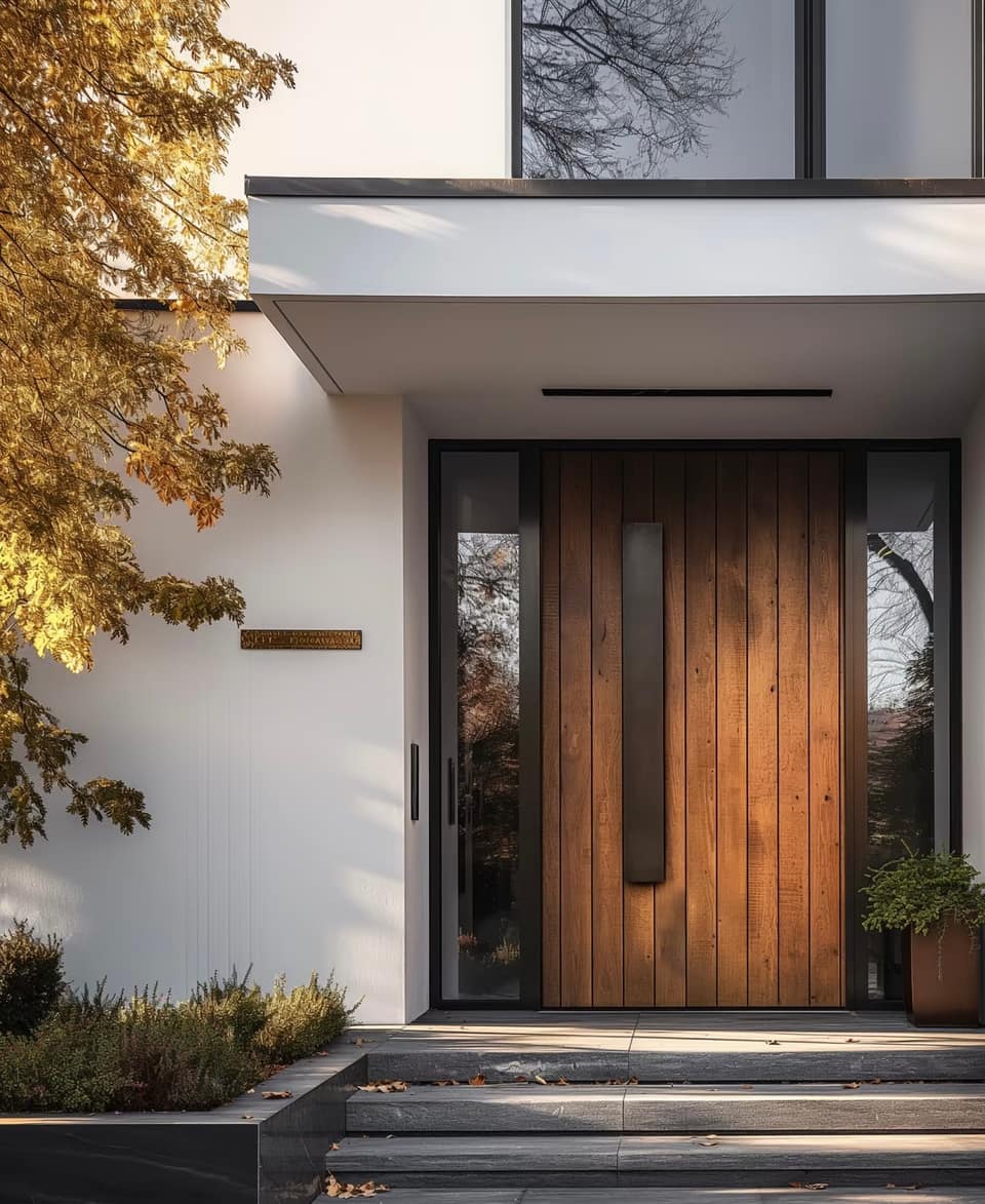 Cavity slider door in blackened steel frame with glass panel